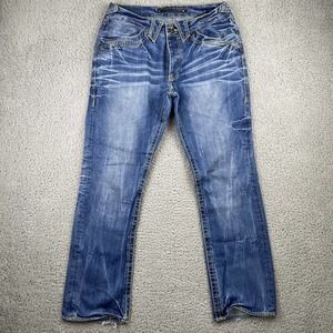 The Lab Of Denim USA Men’s Jeans Straight Waist 33” Medium Wash Butterfly Button